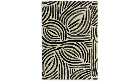 Habitat Skandi Brush Marks Black & White Cut Pile Rug
