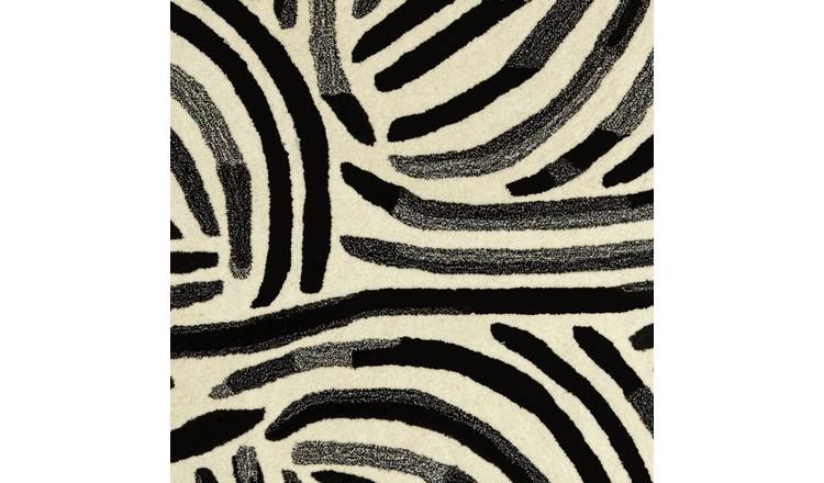 Habitat Skandi Brush Marks Black & White Cut Pile Rug