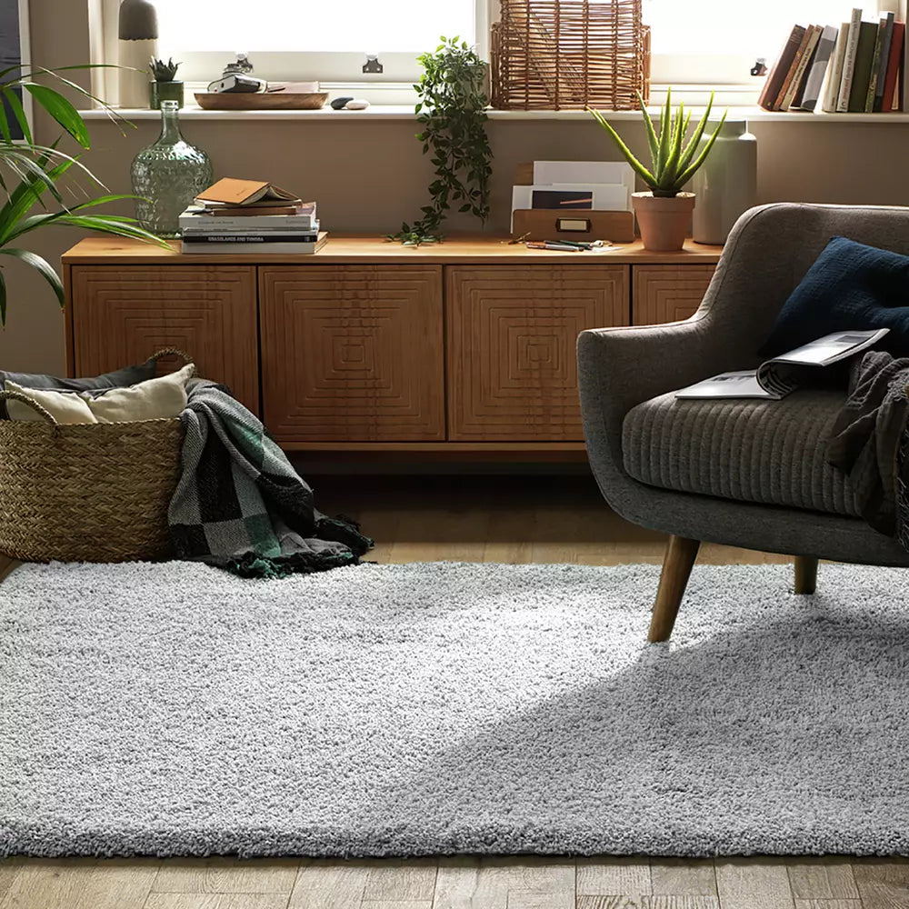 Habitat Noodle Plain Grey Shaggy Rug - 80x150cm