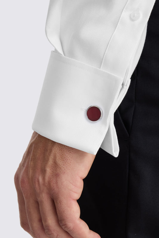 Tailored Fit White Cotton Twill Shirt