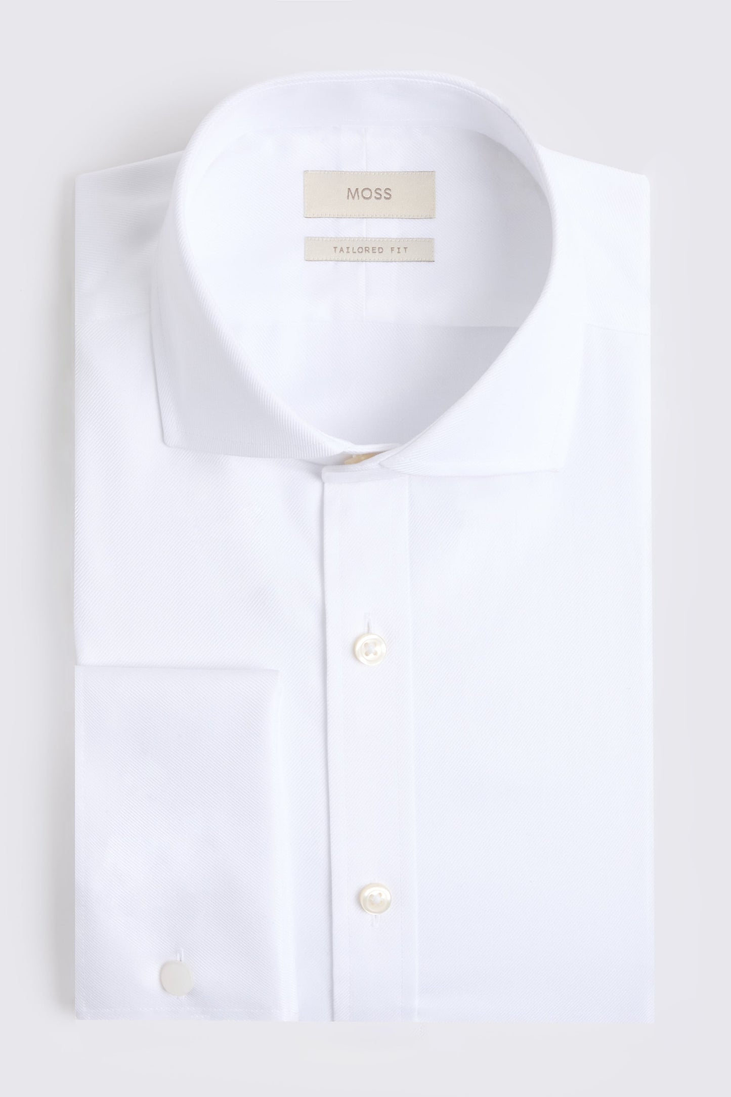 Tailored Fit White Cotton Twill Shirt