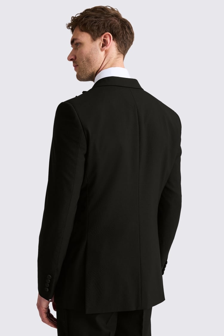 Tailored Fit Black Peak Lapel Wool Tuxedo Jacket