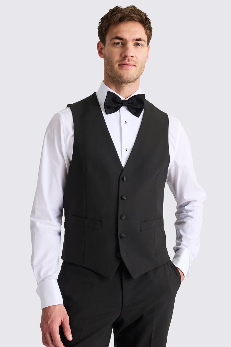 Tailored Fit Black Peak Lapel Wool Tuxedo Jacket