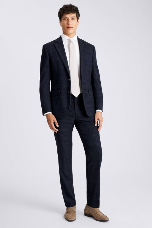 Tailored Fit Navy Black Check Suit