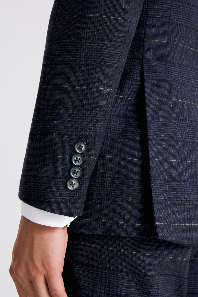 Tailored Fit Navy Black Check Suit