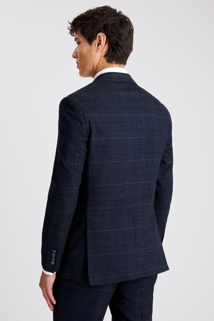 Tailored Fit Navy Black Check Suit
