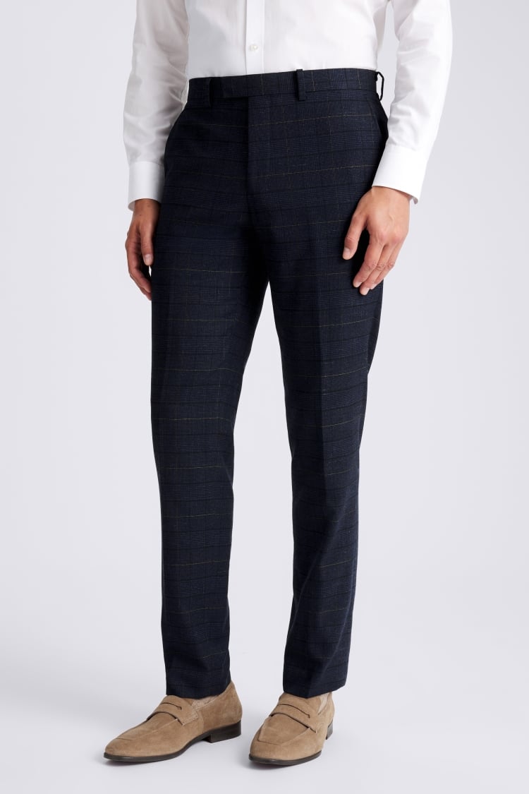Tailored Fit Navy Black Check Suit