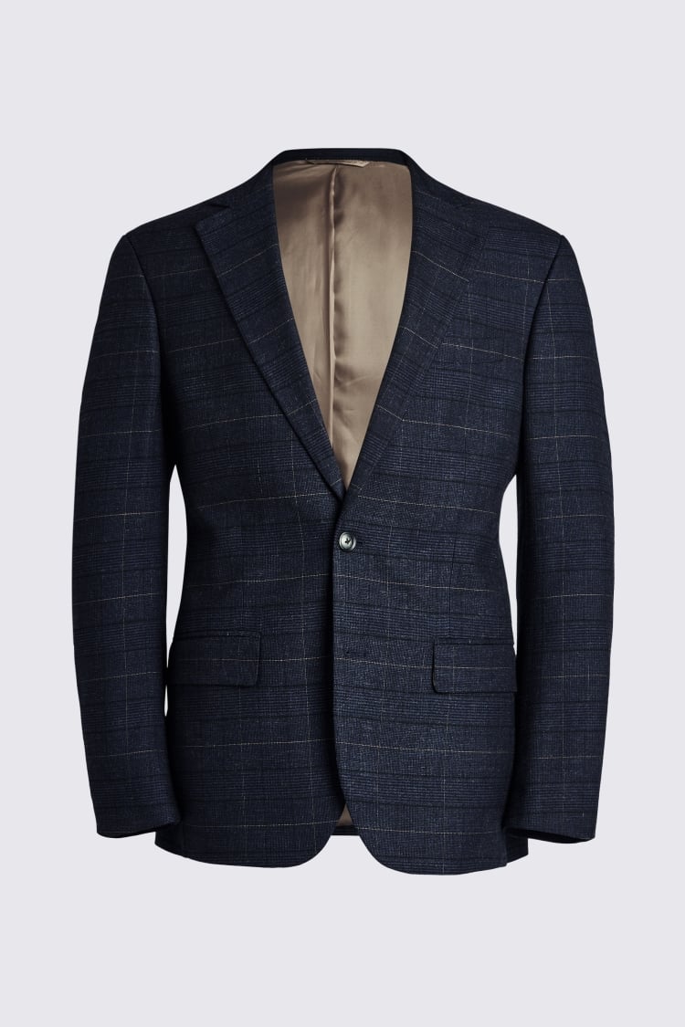 Tailored Fit Navy Black Check Suit