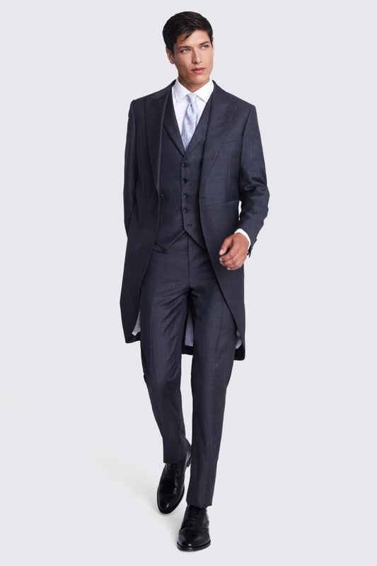 Italian Tailored Fit Grey Sharkskin Suit