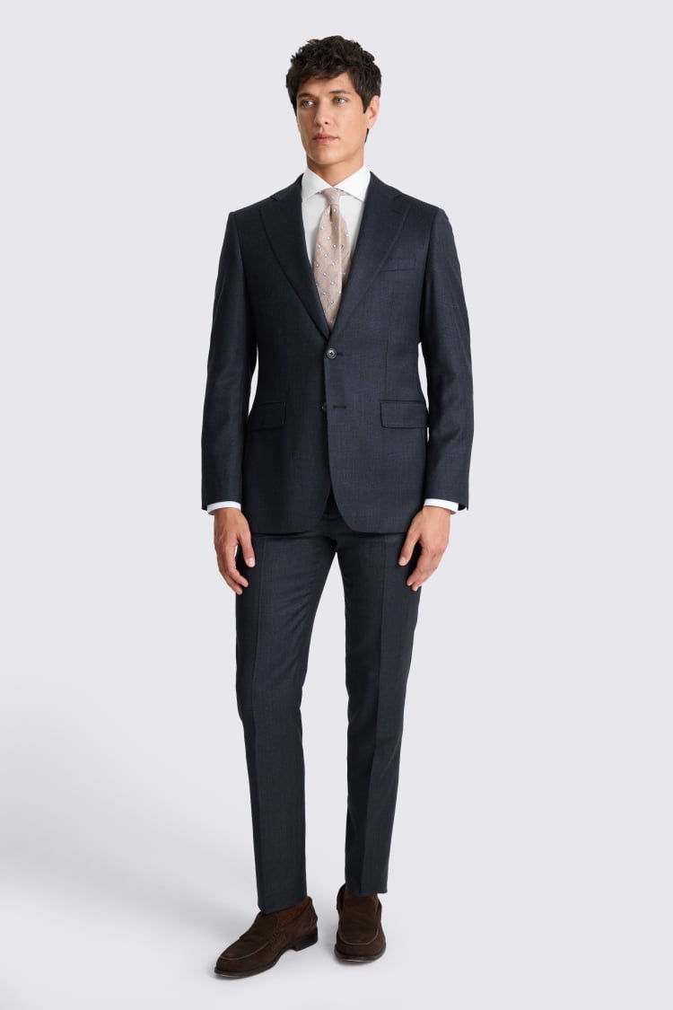 Tailored Fit Navy Check Performance Suit