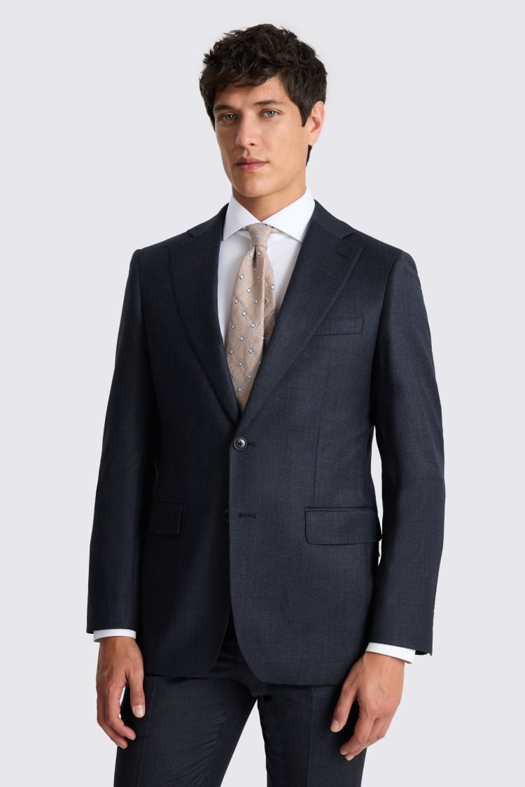 Tailored Fit Navy Check Performance Suit