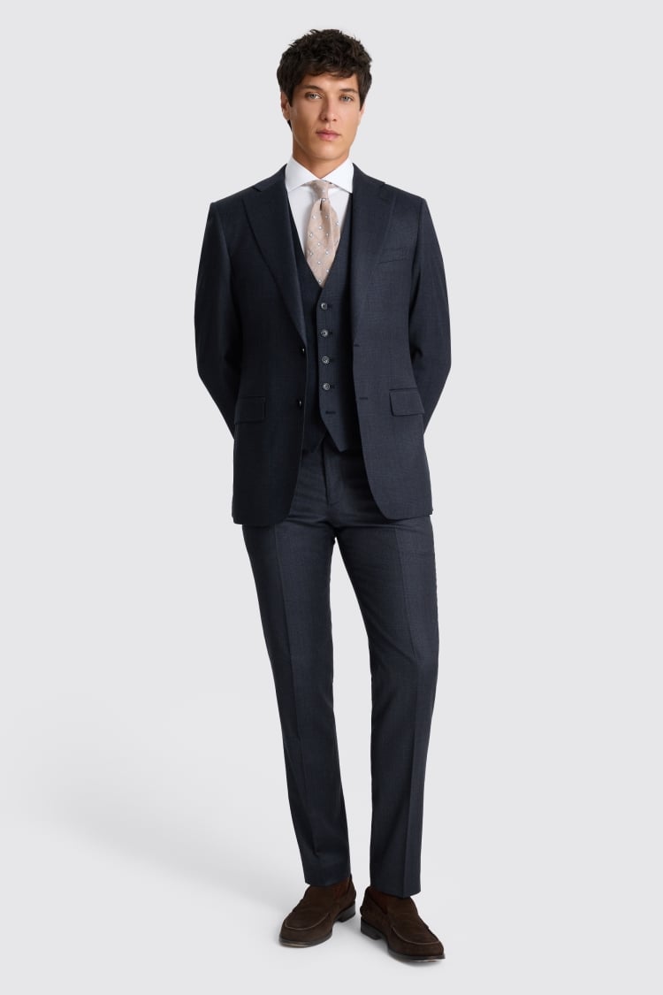 Tailored Fit Navy Check Performance Suit