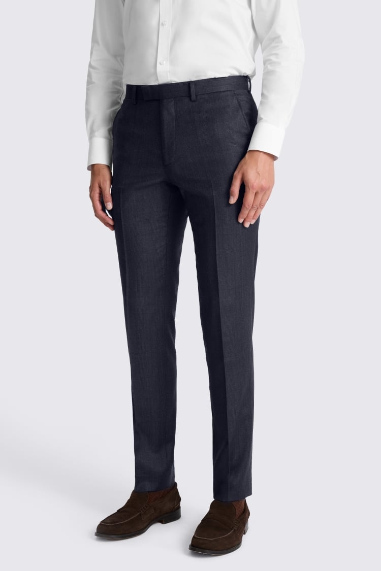 Tailored Fit Navy Check Performance Suit