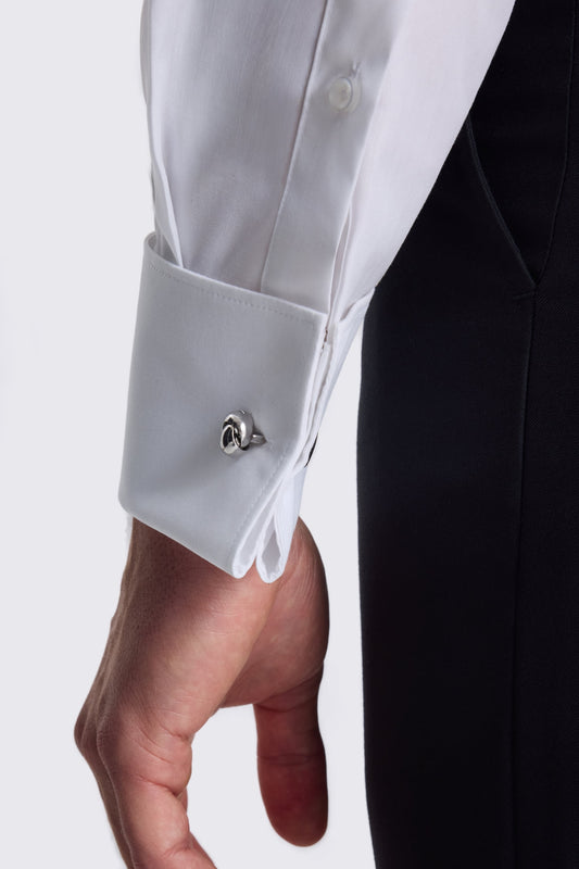 Tailored Fit White Pleated Dress Shirt