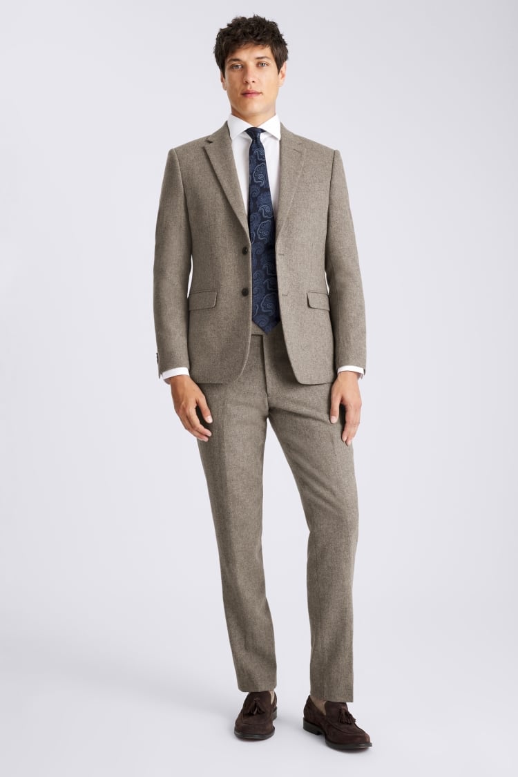 Slim Fit Stone Donegal Tweed Suit