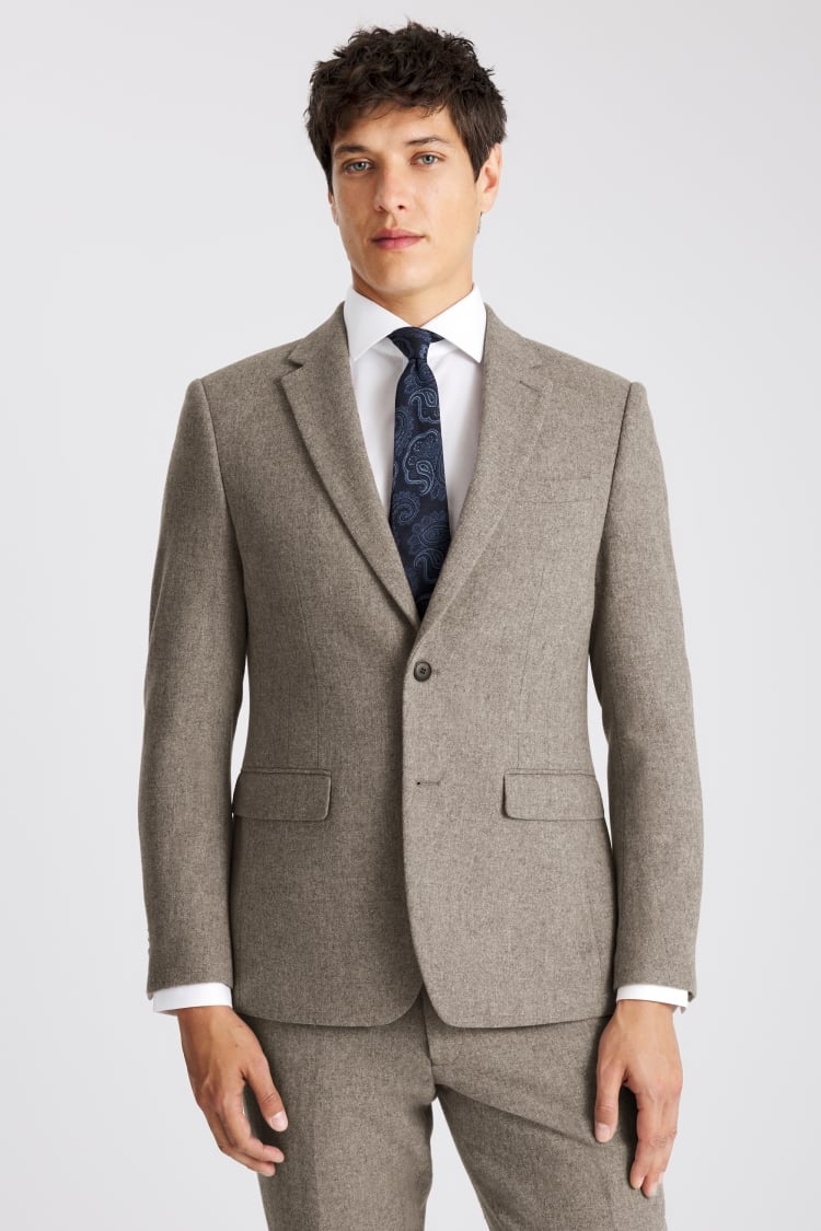 Slim Fit Stone Donegal Tweed Suit