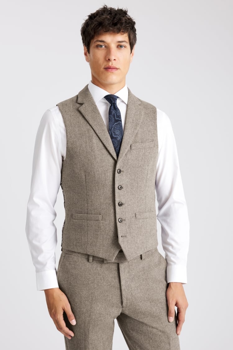 Slim Fit Stone Donegal Tweed Suit