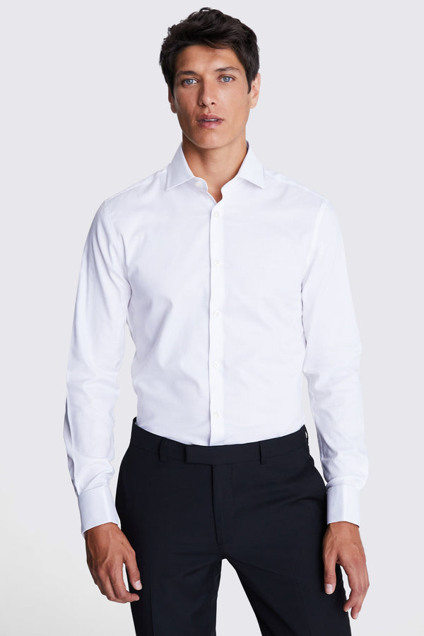 Slim Fit White Dobby Stretch Shirt