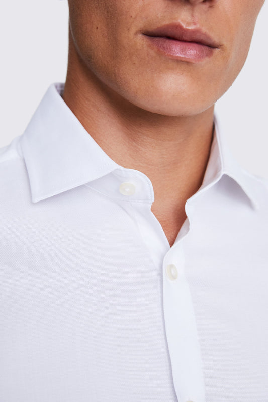 Slim Fit White Dobby Stretch Shirt