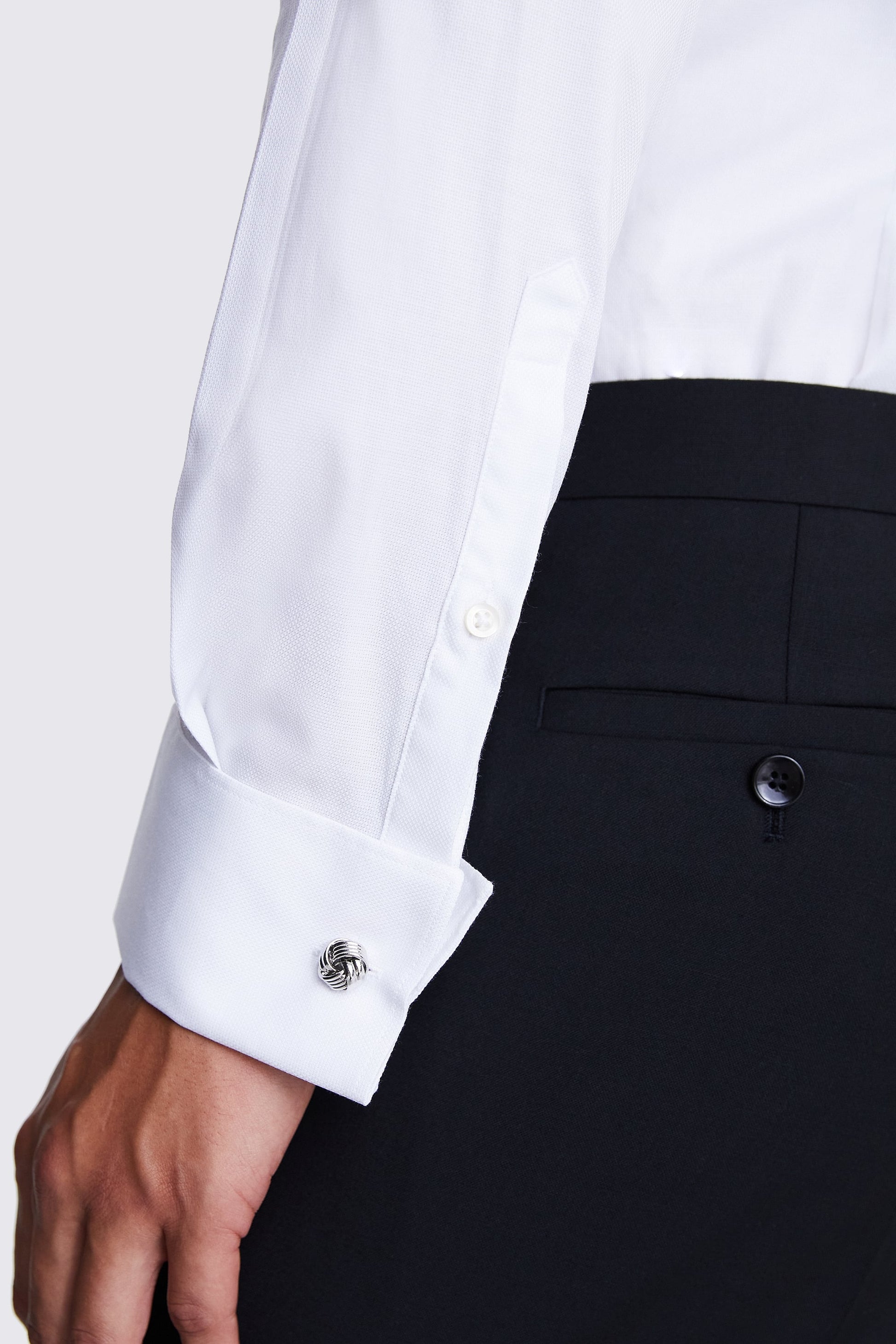 Slim Fit White Dobby Stretch Shirt