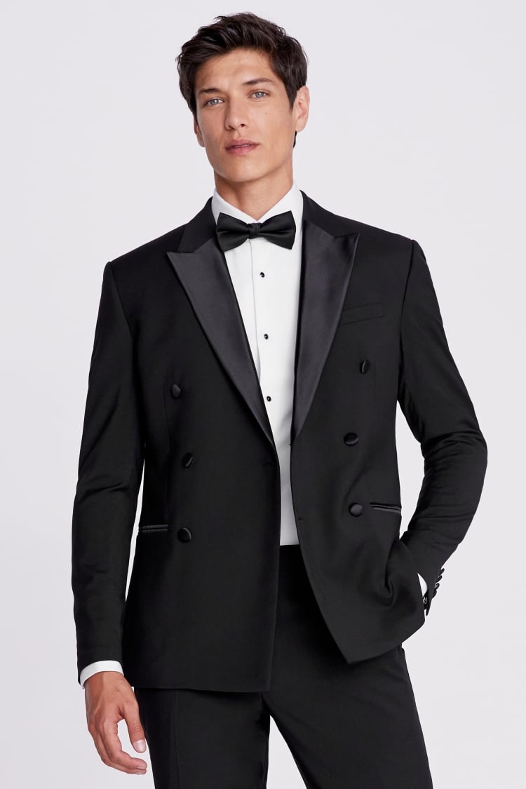 Slim Fit Black Double Breasted Tuxedo Jacket