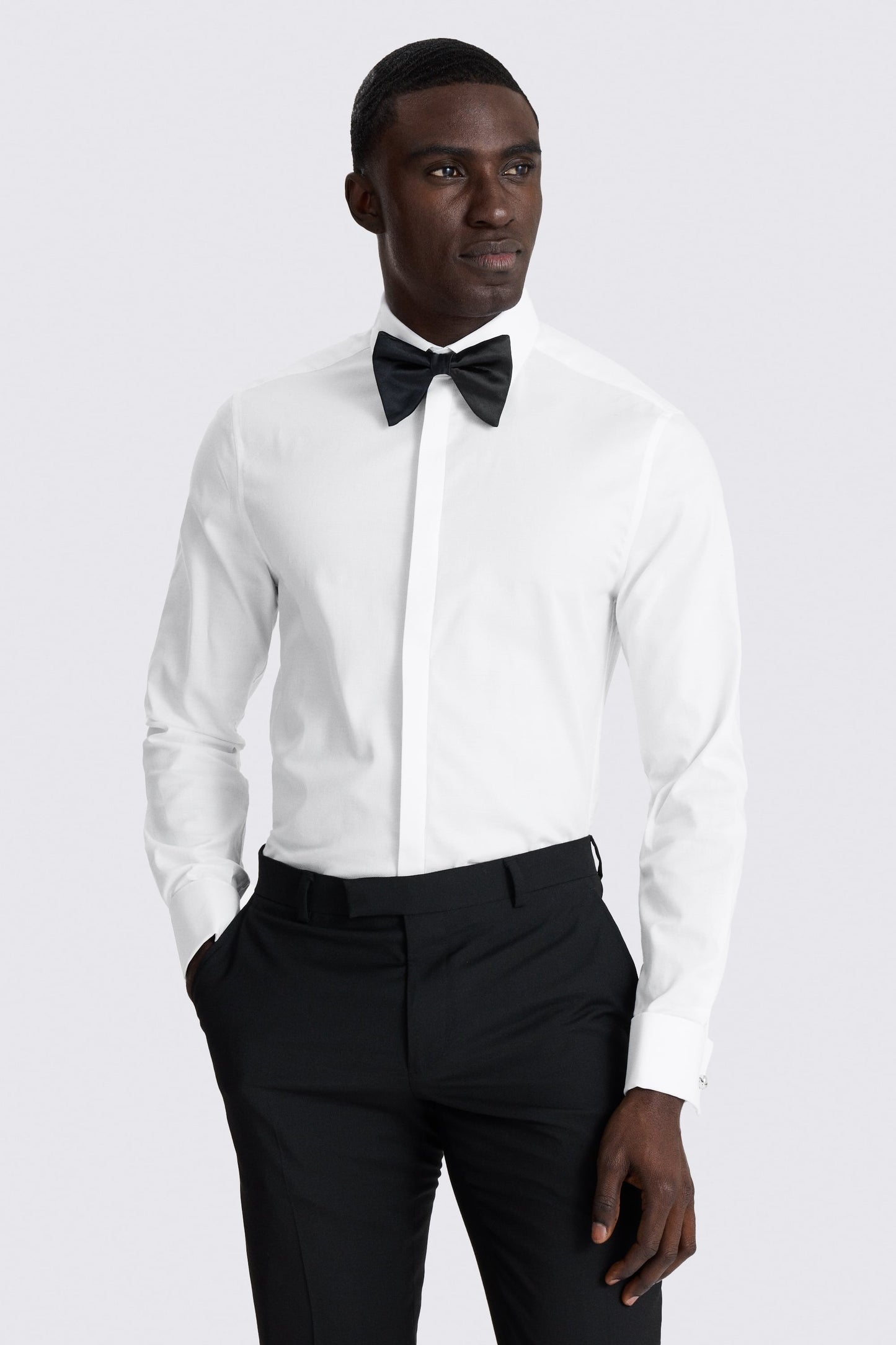 Slim Fit White Concealed Placket Dress Shirt