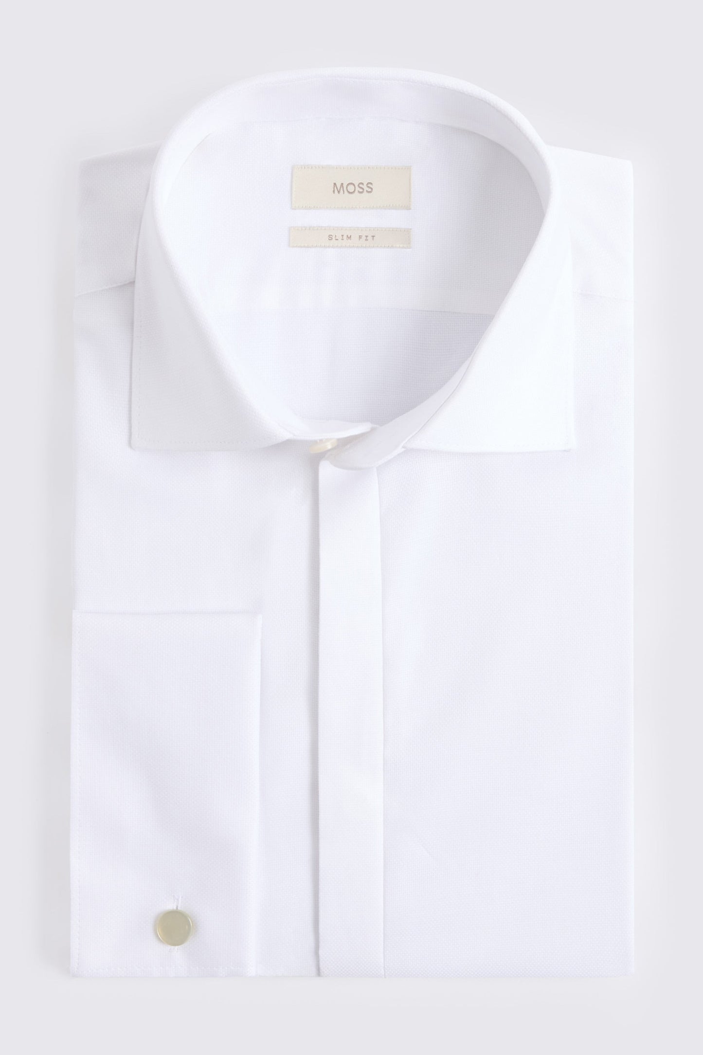 Slim Fit White Concealed Placket Dress Shirt
