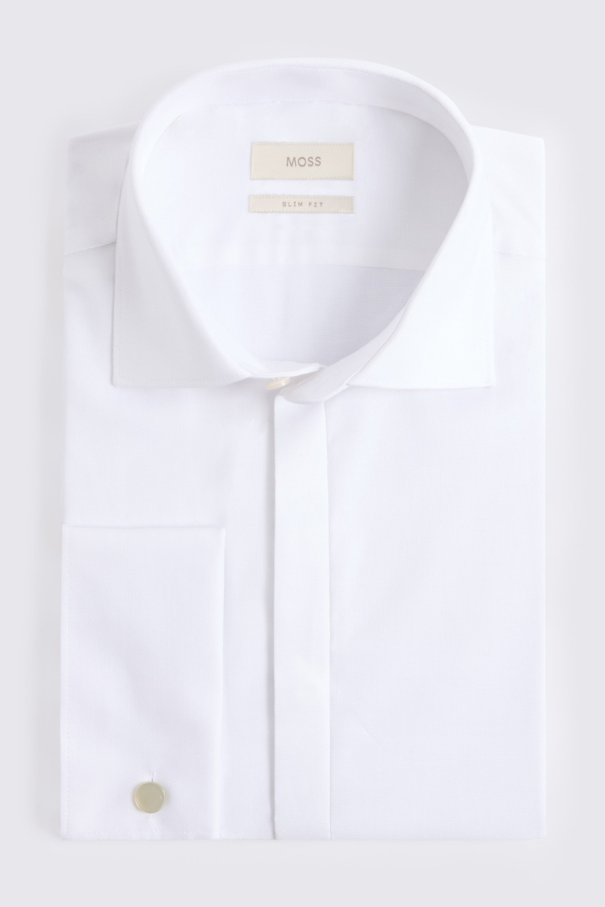 Slim Fit White Concealed Placket Dress Shirt