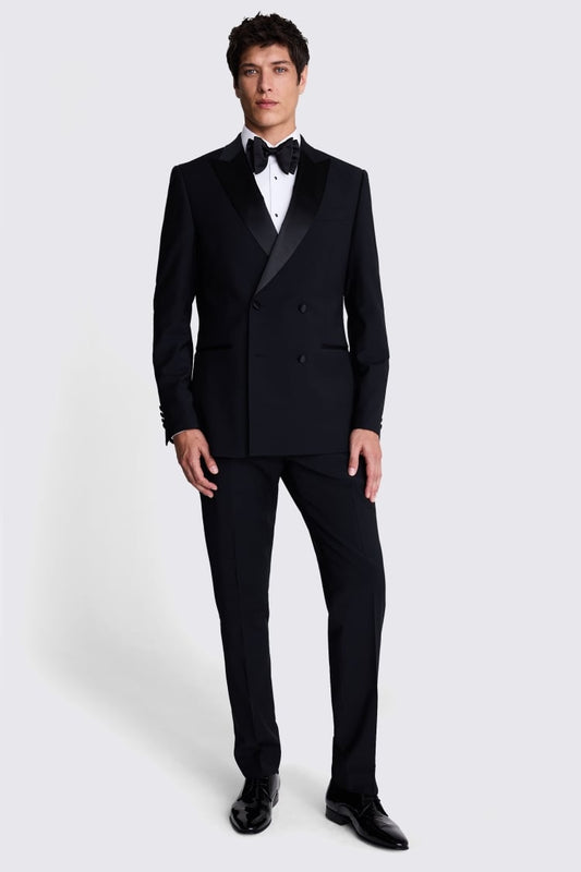 Tailored Fit Black Double Breasted Tuxedo Jacket