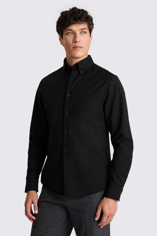 Black Washed Cotton Oxford Shirt