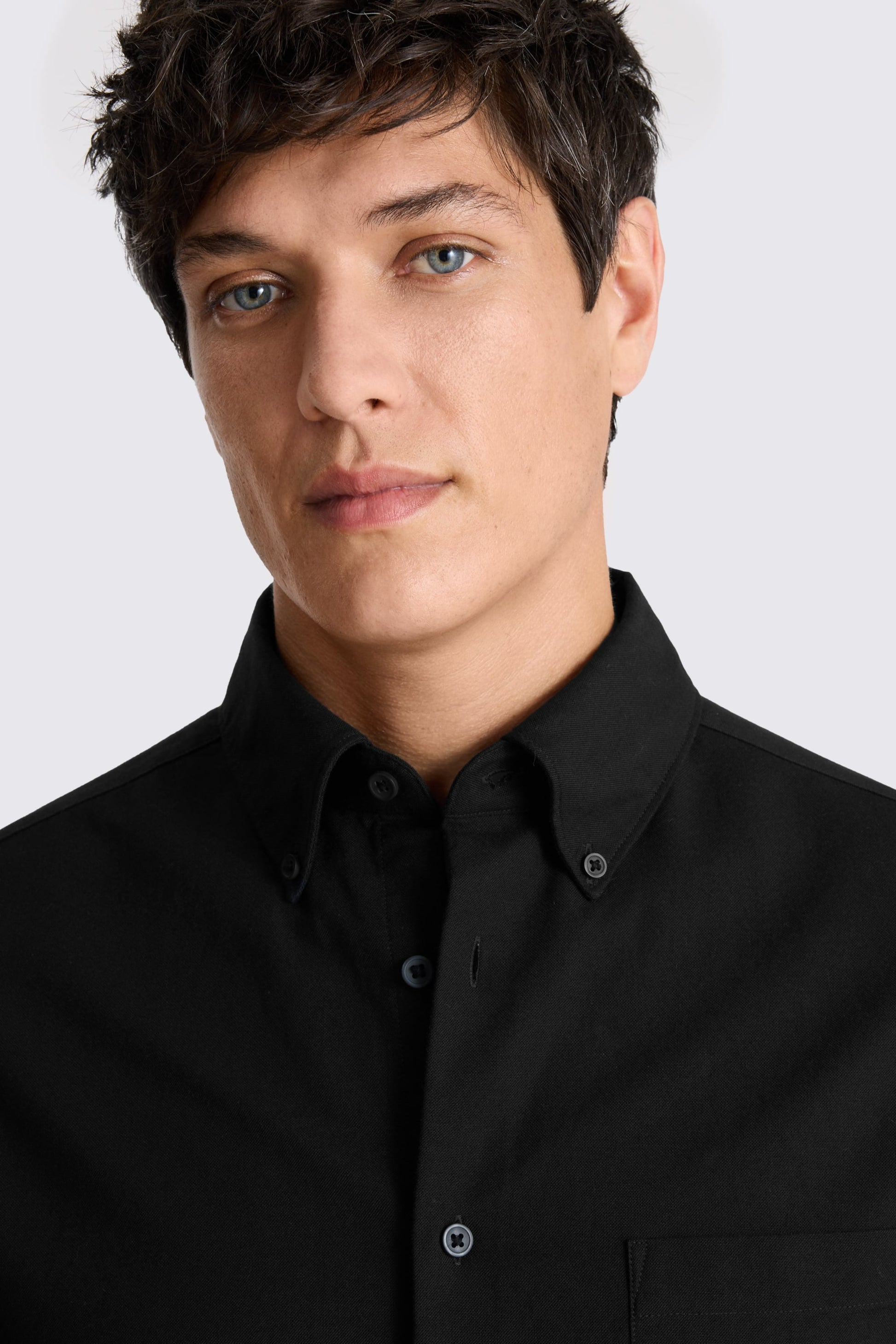 Black Washed Cotton Oxford Shirt