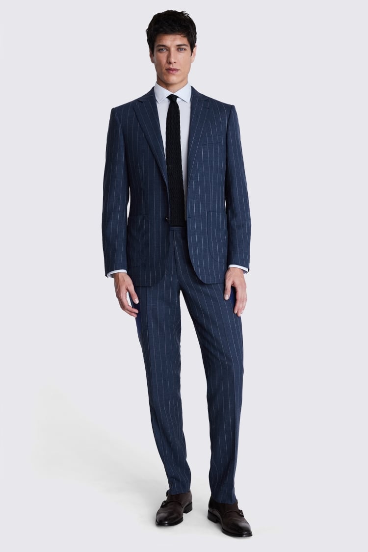 Italian Tailored Fit Blue Stripe Suit