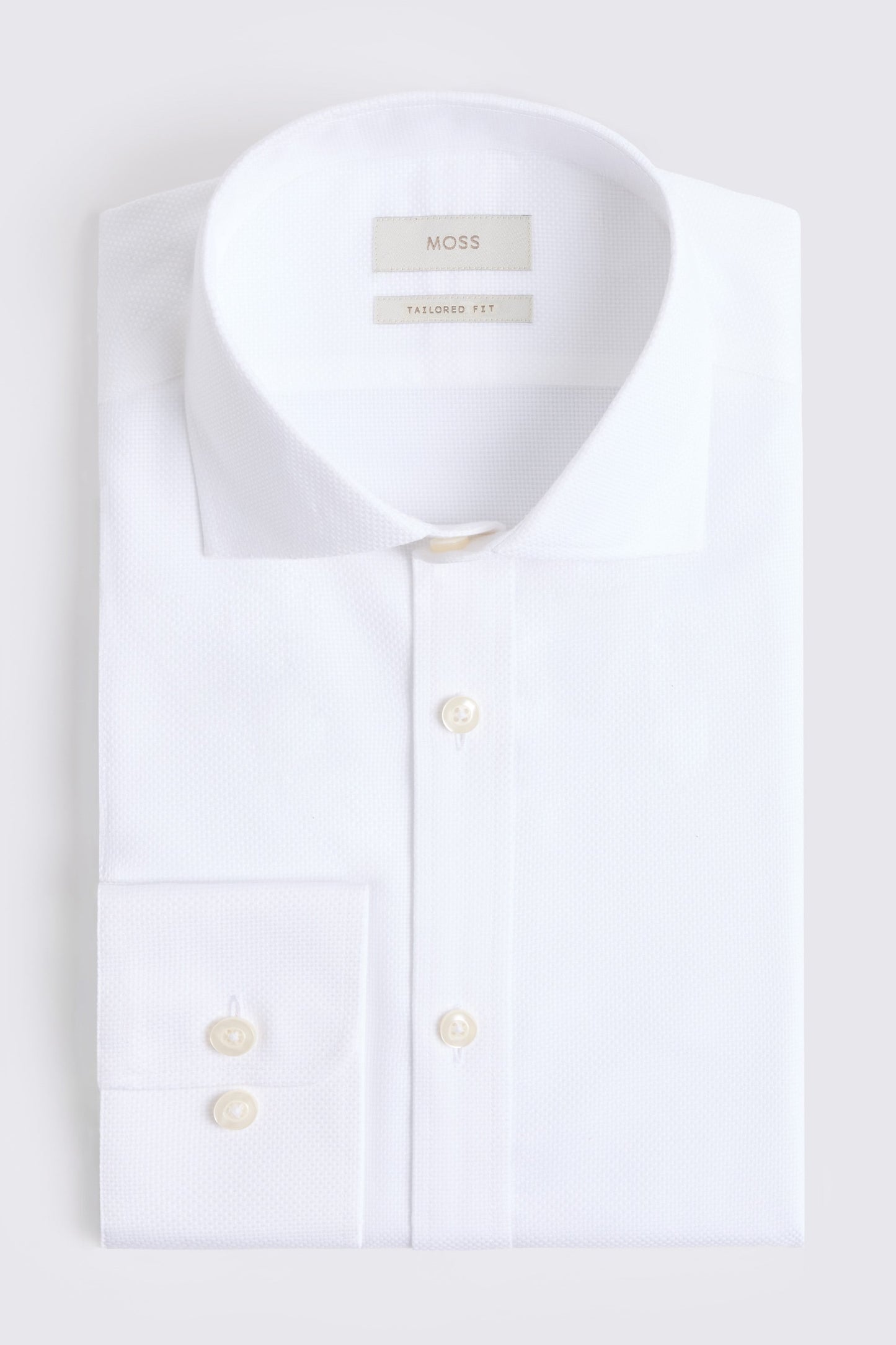 Tailored Fit White Dobby Cotton Shirt