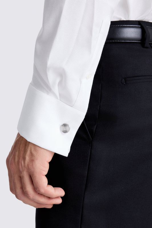 Tailored Fit White Dobby Cotton Shirt