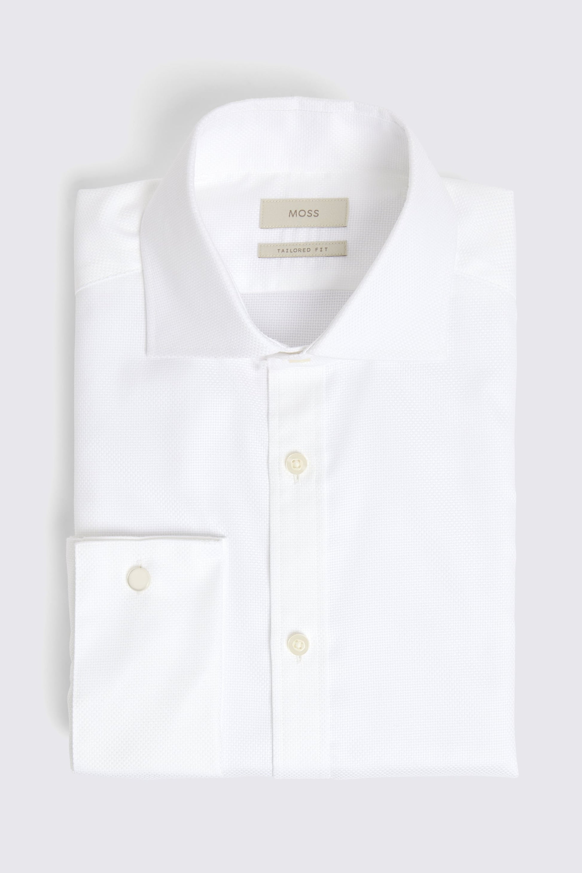 Tailored Fit White Dobby Cotton Shirt