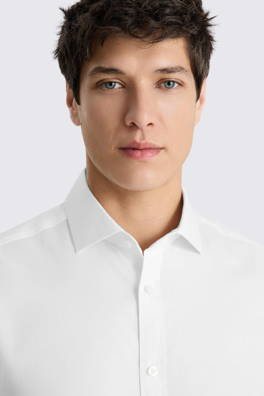Tailored Fit White Royal Oxford Non-Iron Cotton Shirt