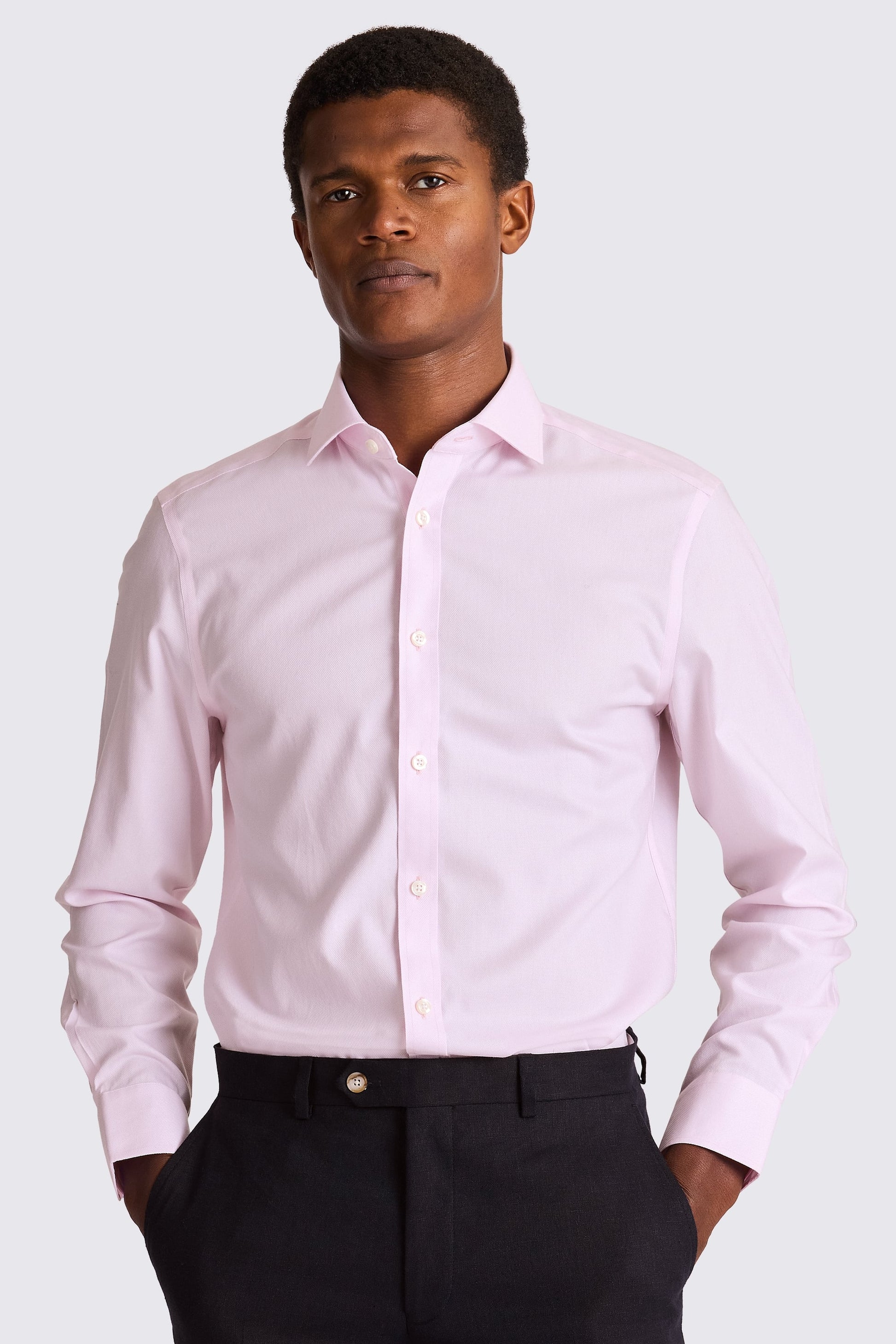 Tailored Fit Pink Royal Oxford Non-Iron Cotton Shirt