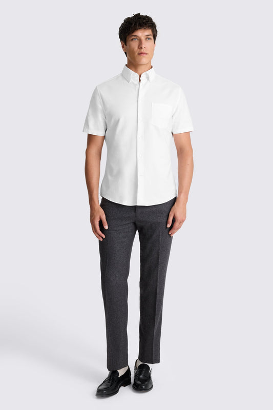 White Short Sleeve Cotton Oxford Shirt