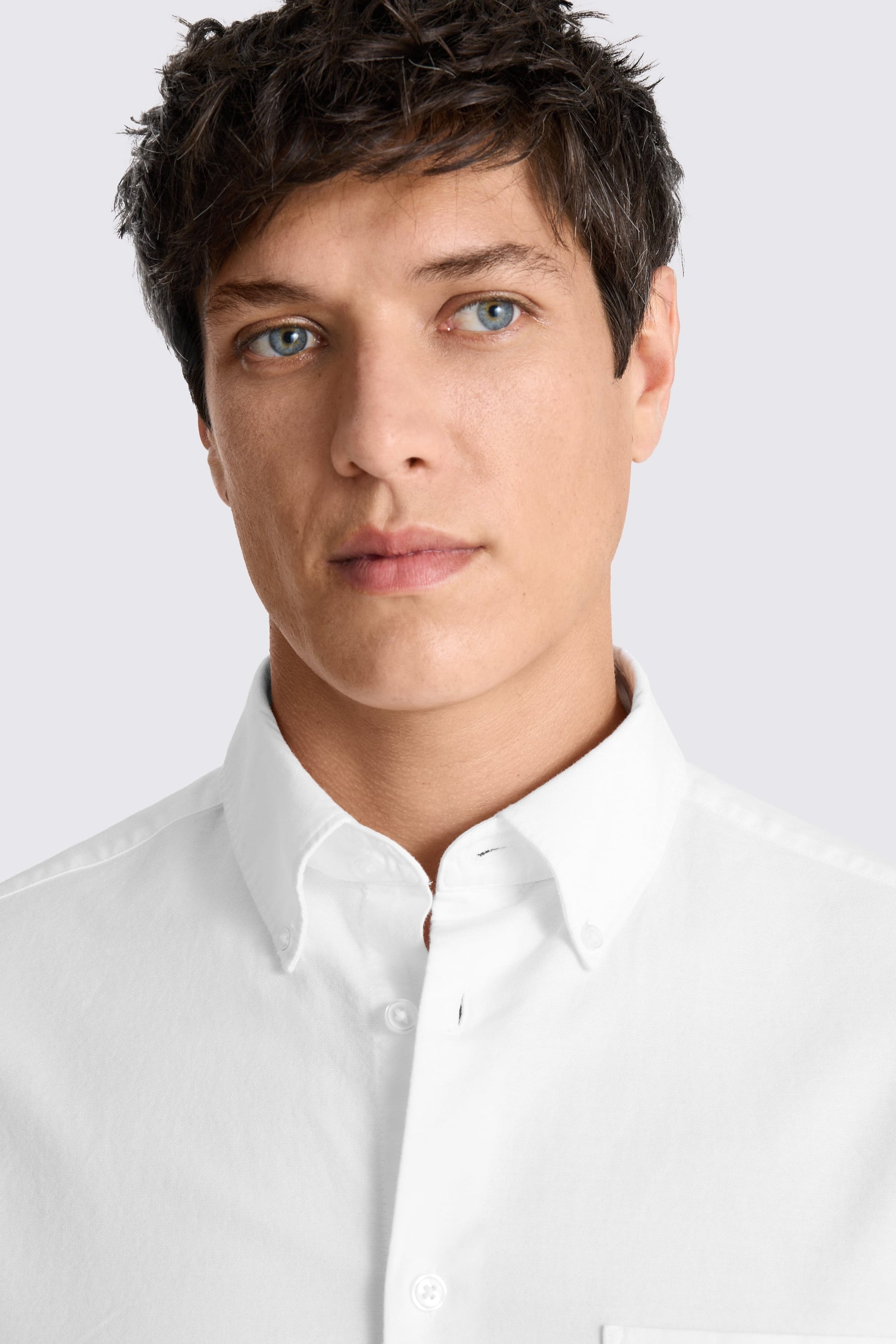 White Short Sleeve Cotton Oxford Shirt