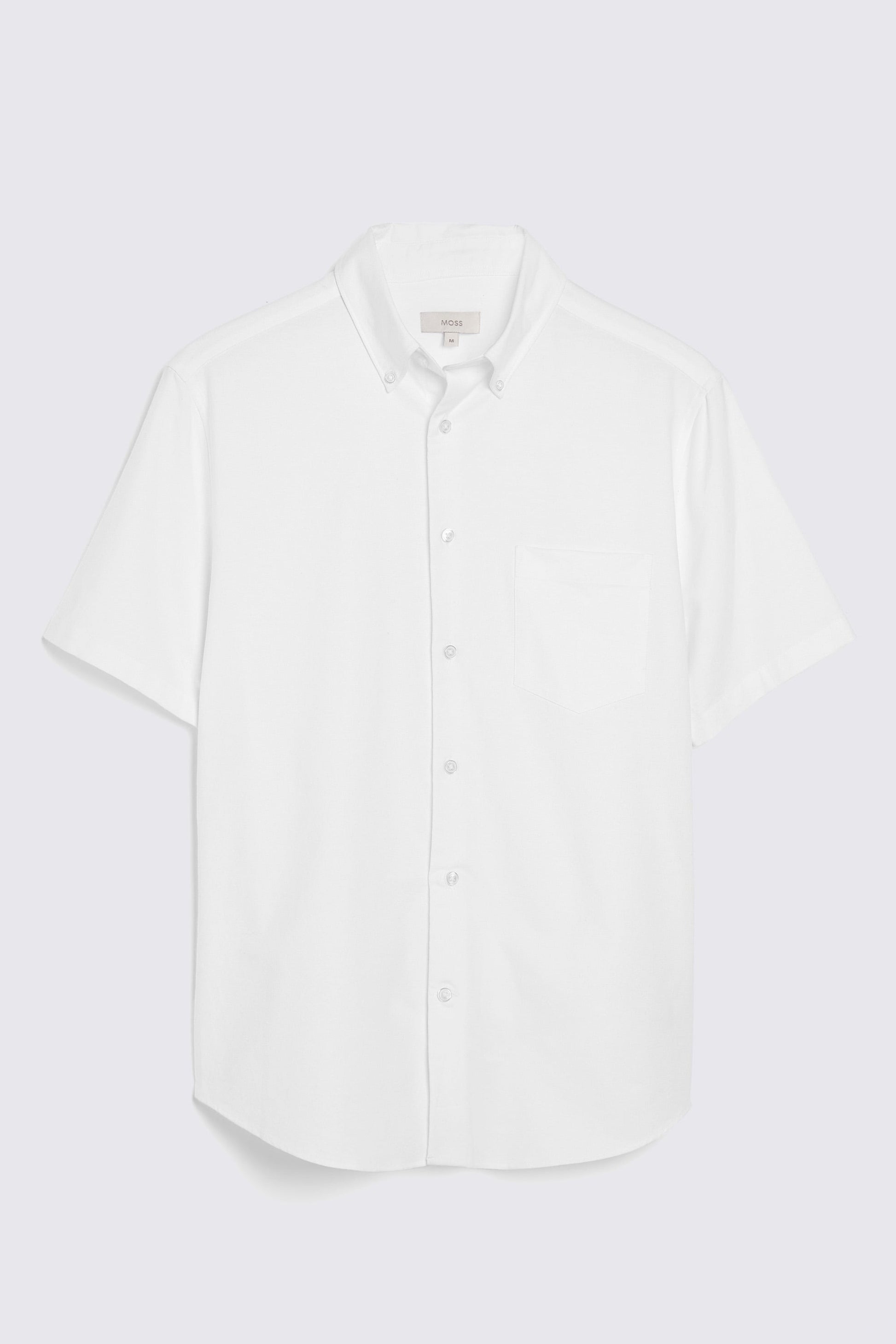 White Short Sleeve Cotton Oxford Shirt