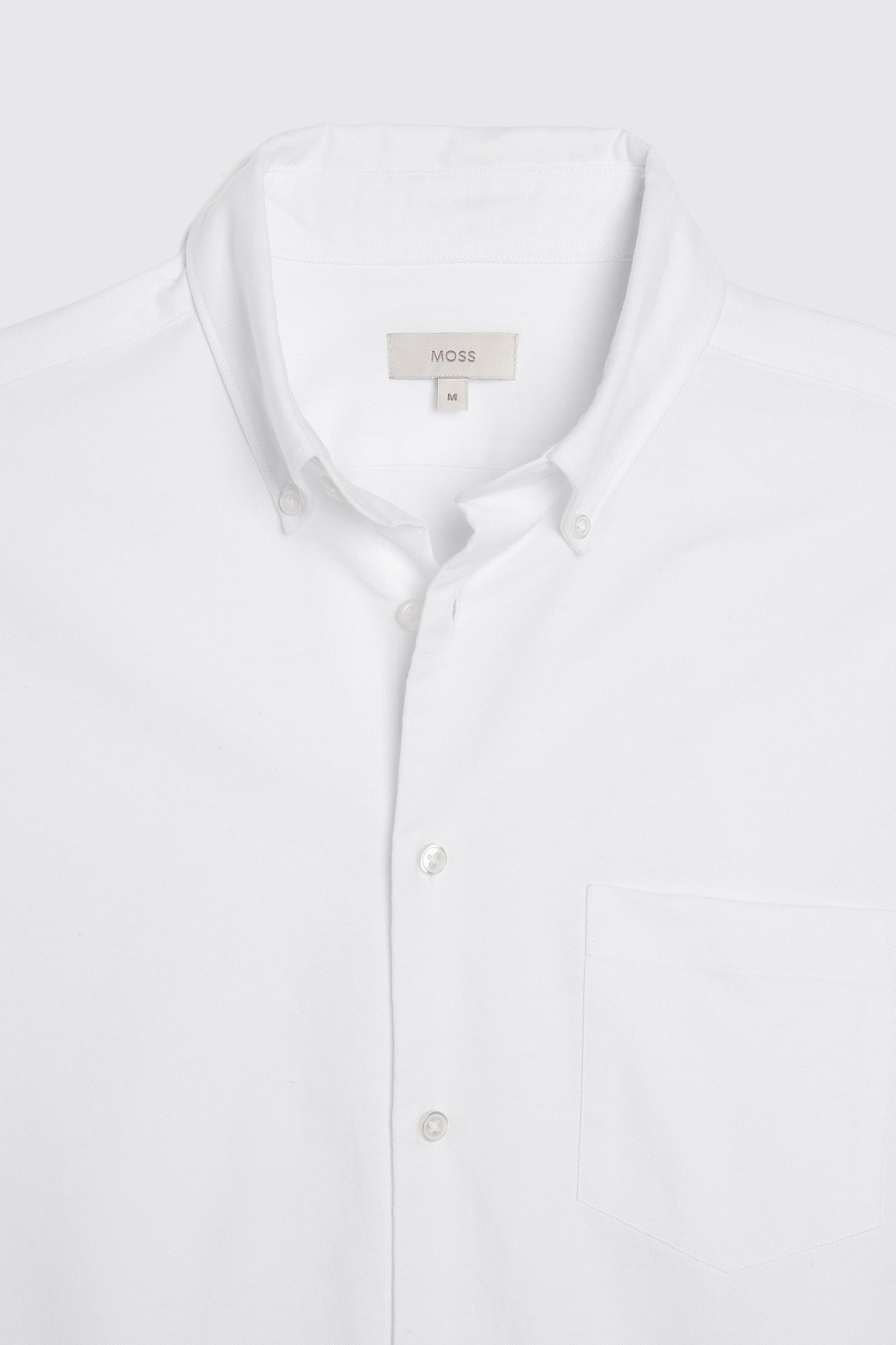 White Short Sleeve Cotton Oxford Shirt