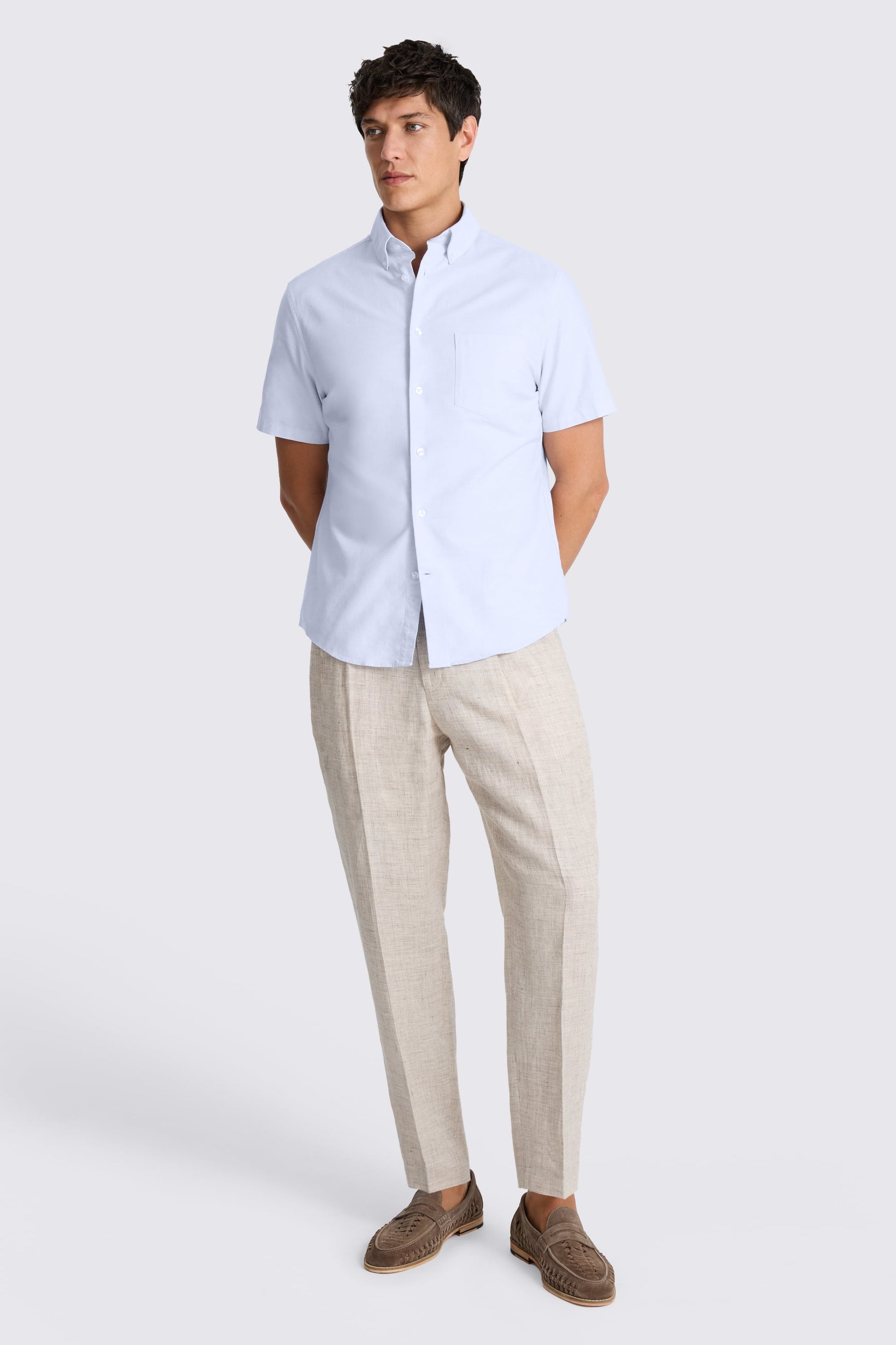 Sky Short Sleeve Cotton Oxford Shirt