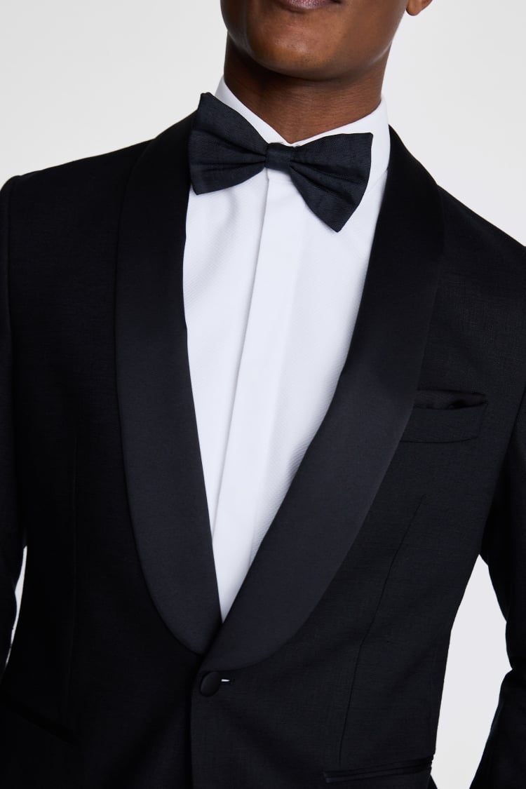 Tailored Fit Black Linen Shawl Tuxedo Jacket