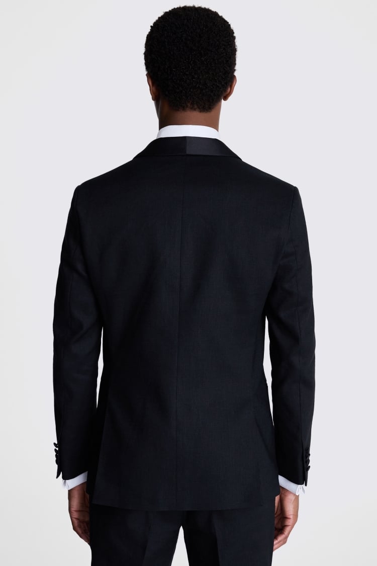 Tailored Fit Black Linen Shawl Tuxedo Jacket