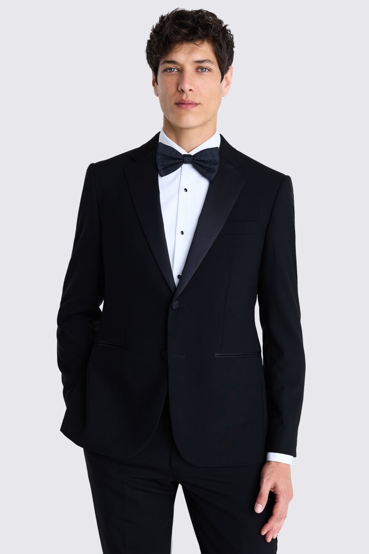 Slim Fit Black Wool Notch Lapel Tuxedo
