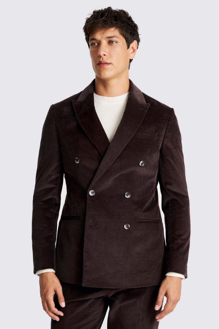 Tailored Fit Dark Brown Corduroy Suit