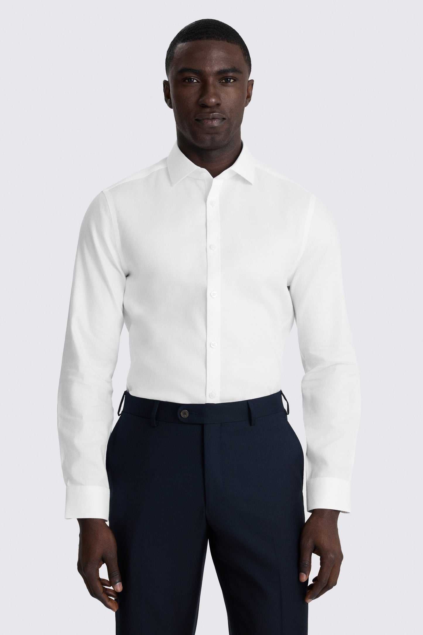 Slim Fit White Royal Oxford Non-Iron Cotton Shirt