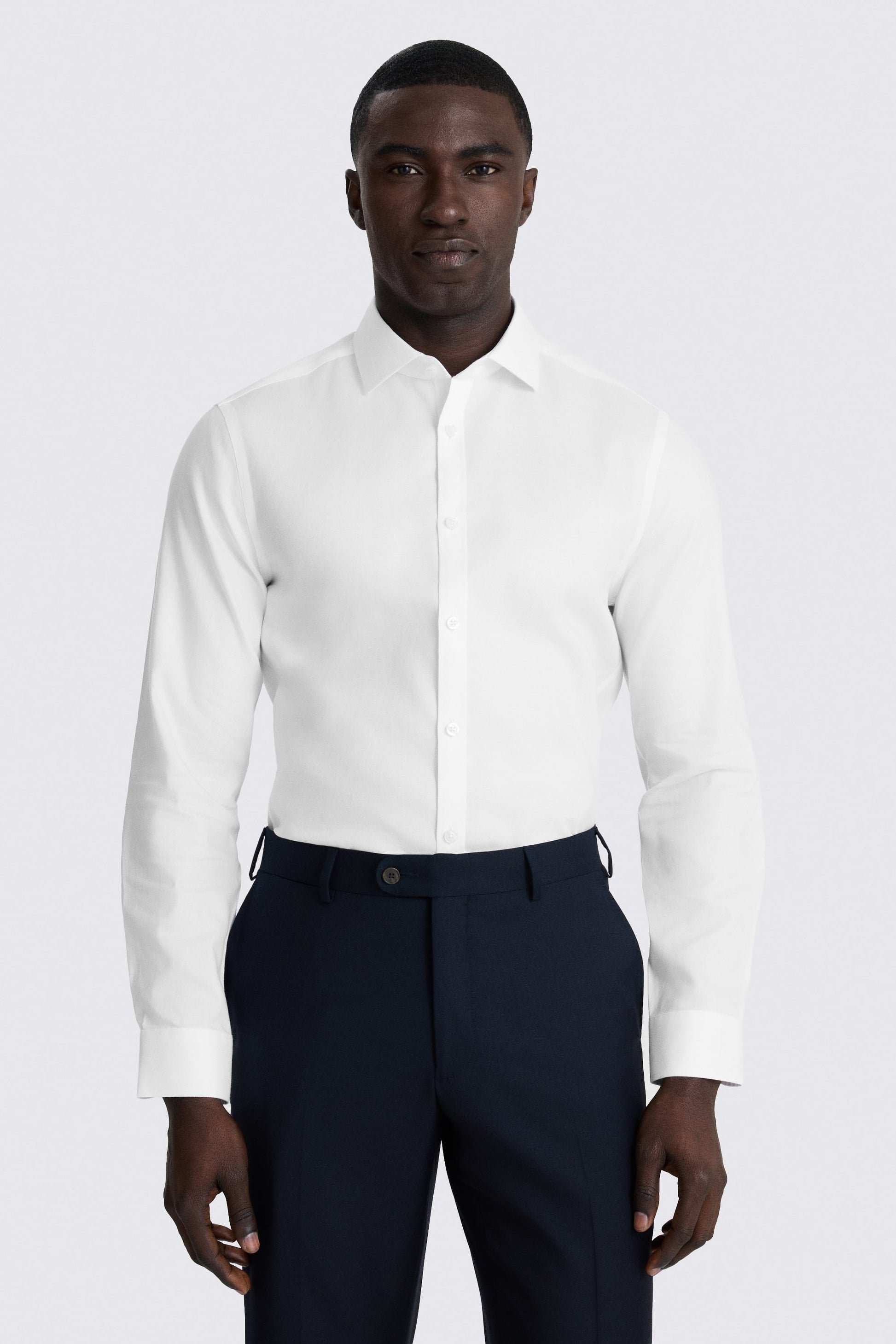 Slim Fit White Royal Oxford Non-Iron Cotton Shirt