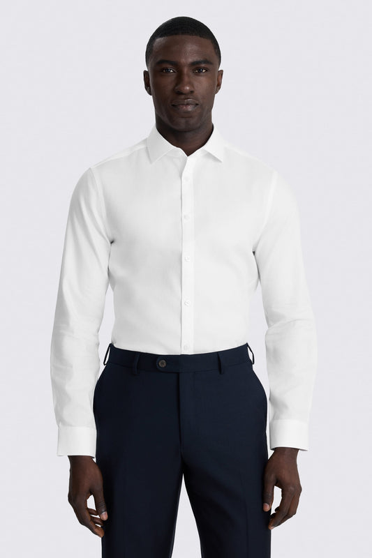 Slim Fit White Royal Oxford Non-Iron Cotton Shirt
