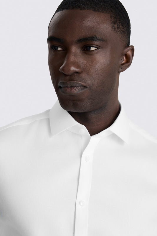 Slim Fit White Royal Oxford Non-Iron Cotton Shirt